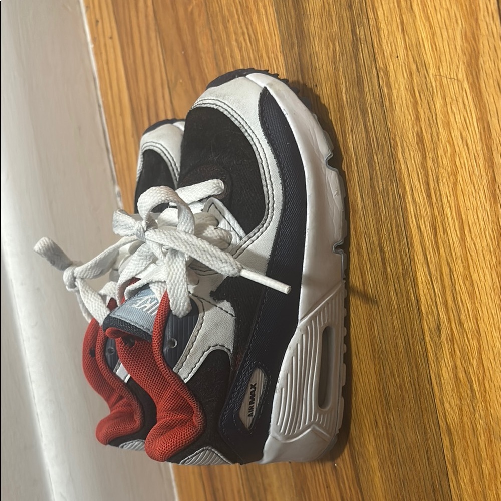 Kids Nike air max 90 Black and Red Athletic Shoes 9c